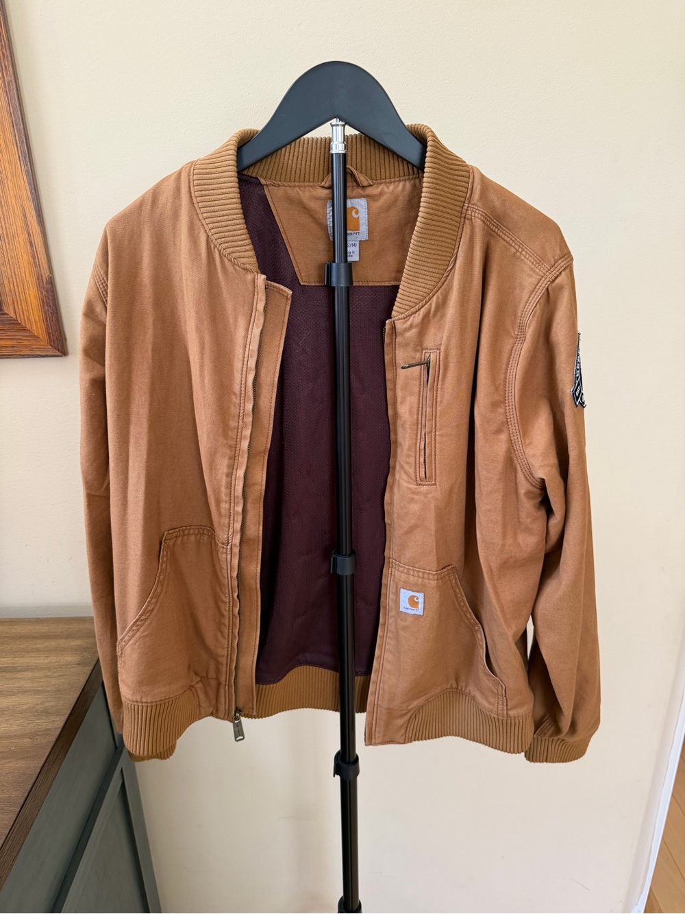 Carhartt Brown Canvas Bomber Jacket Women’s Large Cedarville Patch